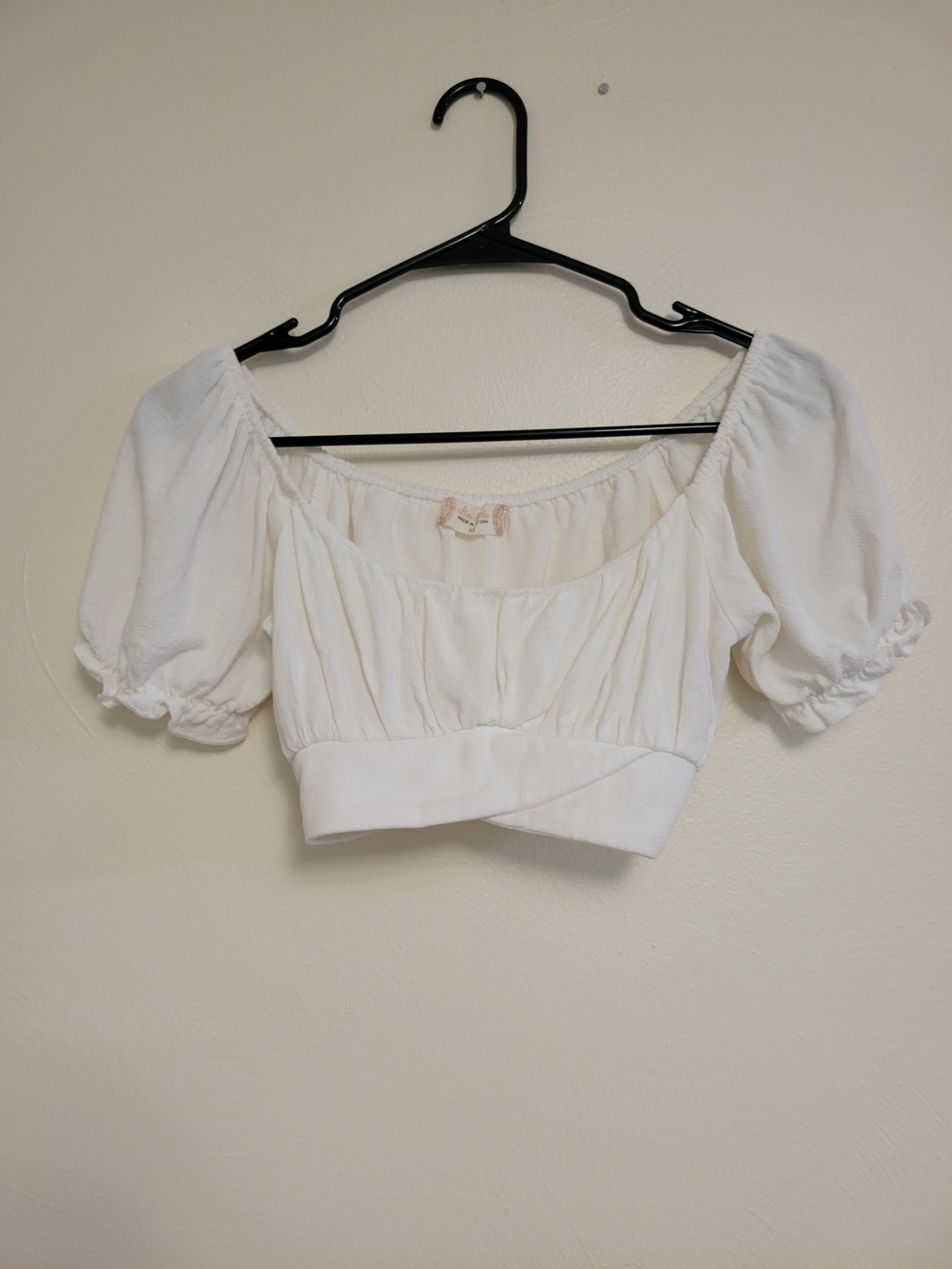 Altar'd State White Puff Sleeve Crop Top Size XS